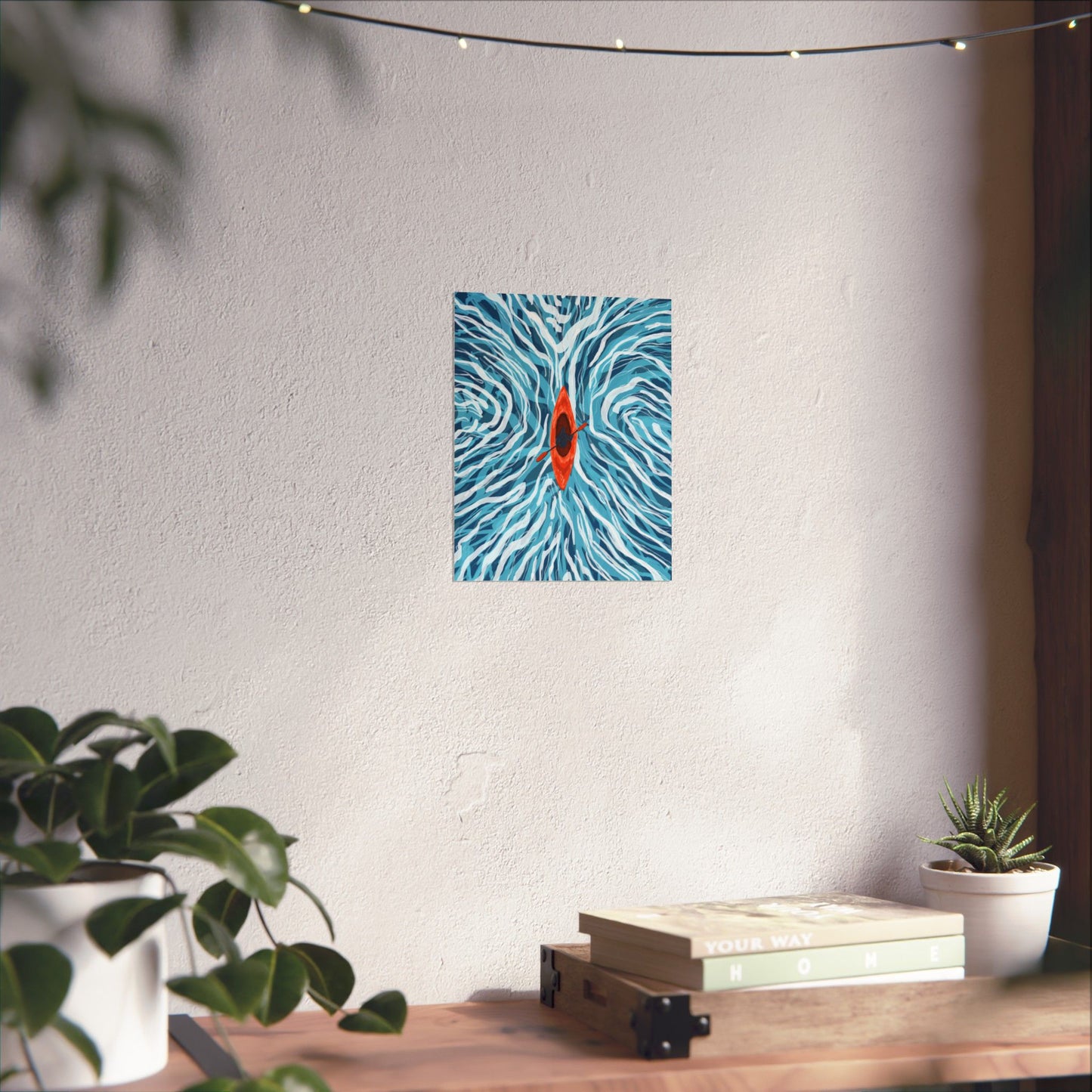 Vibrant Kayaking Poster Print, Adventure Wall Art, Calm Waters Decor, Gift for Outdoor Lovers, Home Office Accent