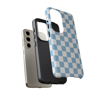 Blue Checkered Phone Case, Tough Phone Cover, Stylish Mobile Protector, Unique Gift for Him/Her, Trendy Accessories for Holidays