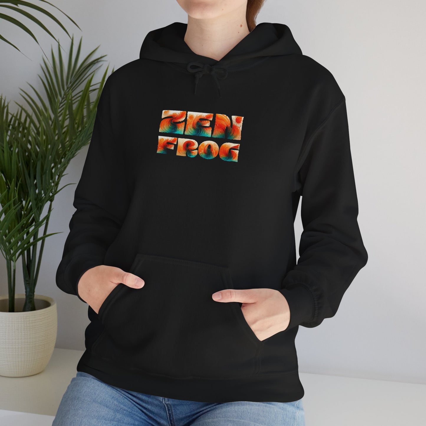 Vibrant Unisex Hoodie with Zen Frog and Snake Design, Cool Gift for Nature Lovers, Casual Wear for All Occasions, Gift for Her, Cool Hoodies