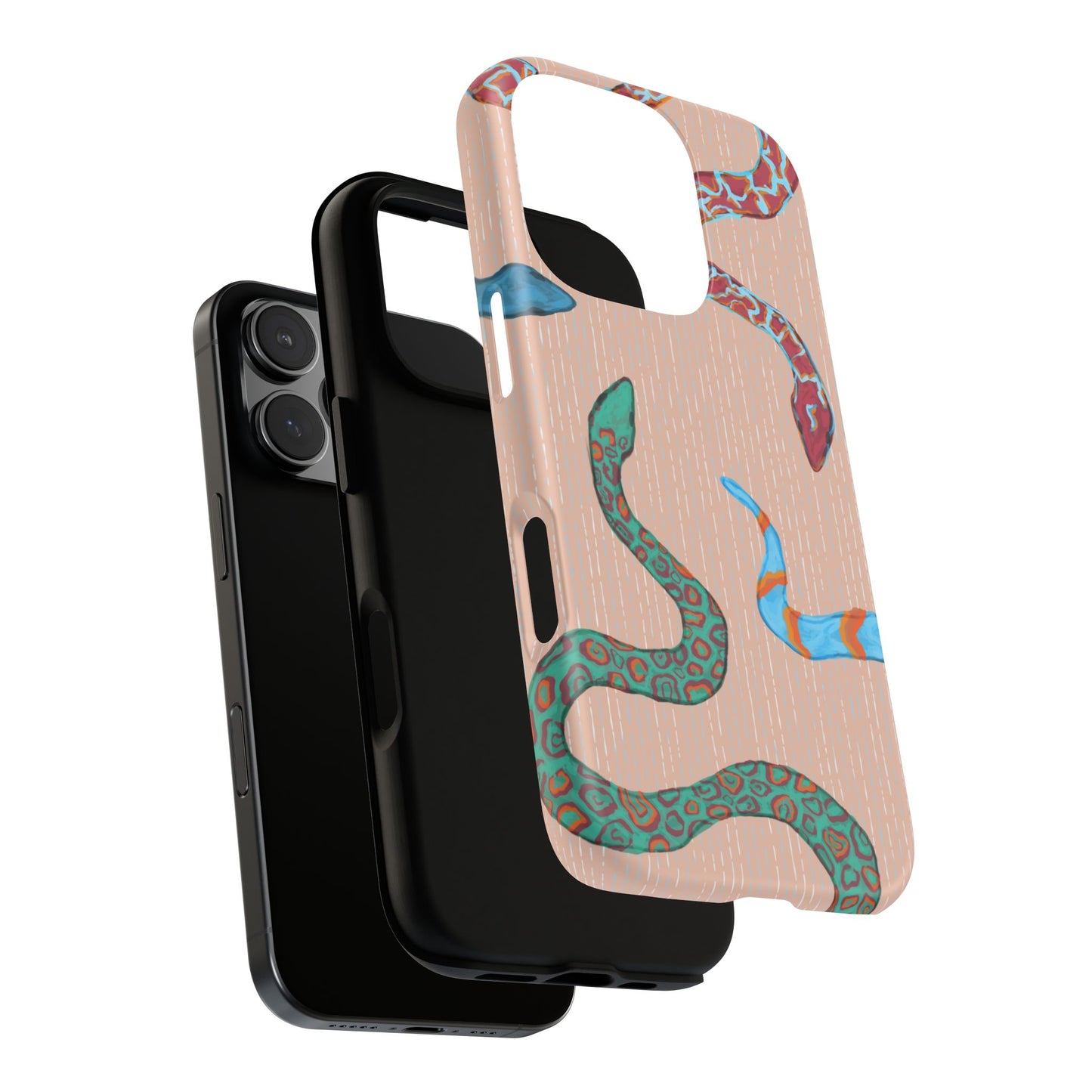 Colorful Snake Phone Case, Tough Phone Case, Unique Phone Cover, Animal Print Case, Gifts for Her, Trendy Accessories