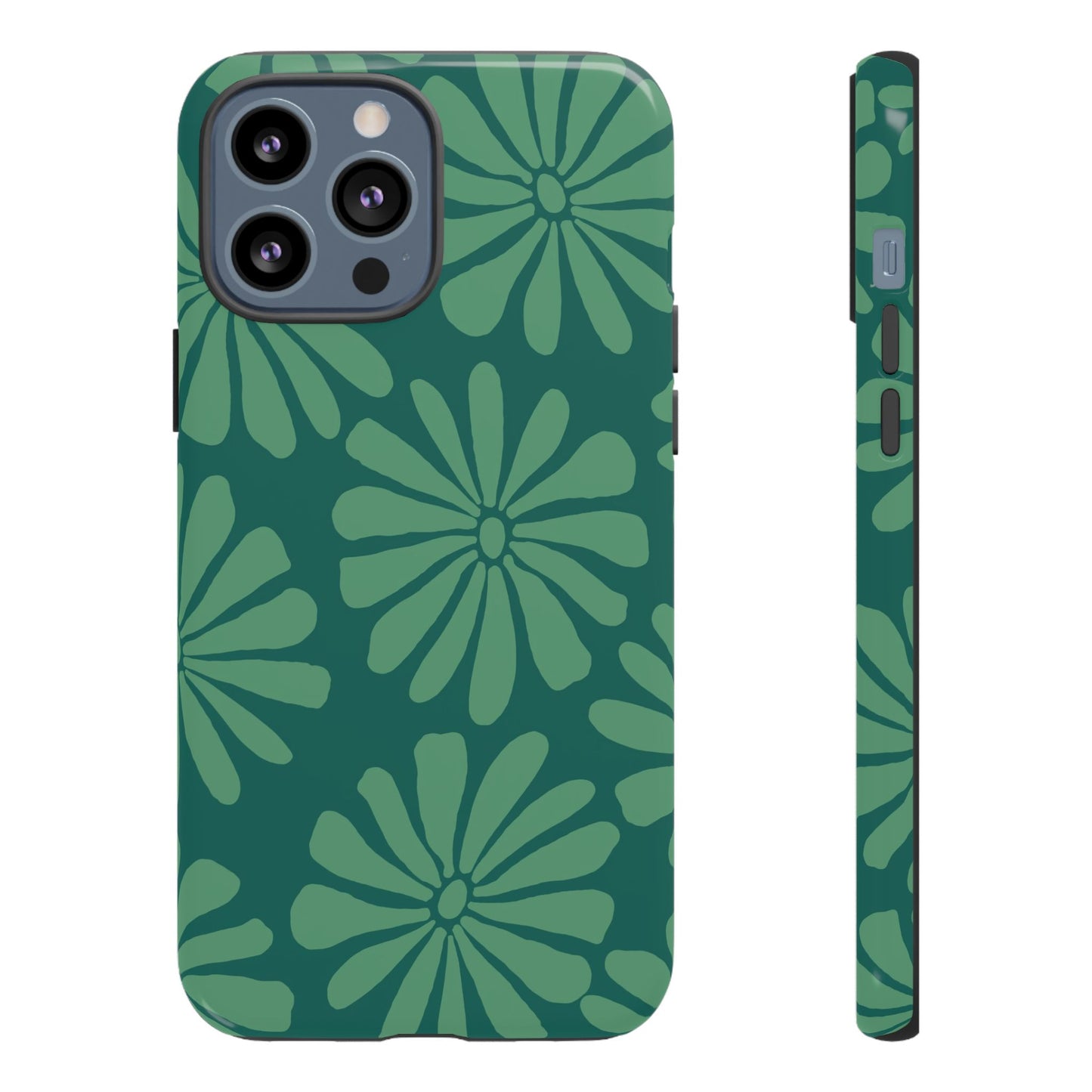 Stylish iPhone Case, Floral Phone Cover, Tough Phone Cases, Green Daisy Design, Unique Gift for Her, Spring Accessories