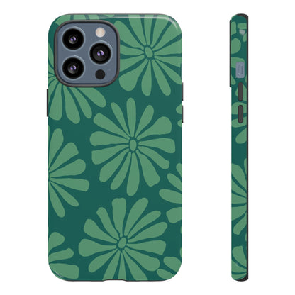 Stylish iPhone Case, Floral Phone Cover, Tough Phone Cases, Green Daisy Design, Unique Gift for Her, Spring Accessories