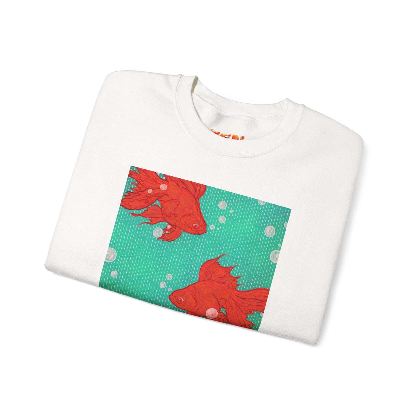 Colorful Fish Graphic Crewneck Sweatshirt, Cozy Unisex Sweater, Fun Graphic Top, Ideal Gift for Fish Lovers, Casual Everyday Wear, Comfy Goldfish Crewneck