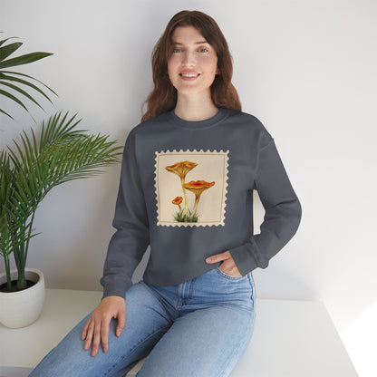 Vintage Floral Crewneck Sweatshirt, Cozy Fall Wear, Unisex Gift, Mushroom Art Apparel, Nature Lover Outfit, Comfy Mushroom Crewneck, Vintage Style