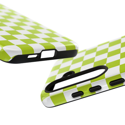 Lively Checker Pattern Phone Case | Tough Cases, Green Checkered Design, Unique Cell Phone Cover, Trendy Accessory, Gift Idea