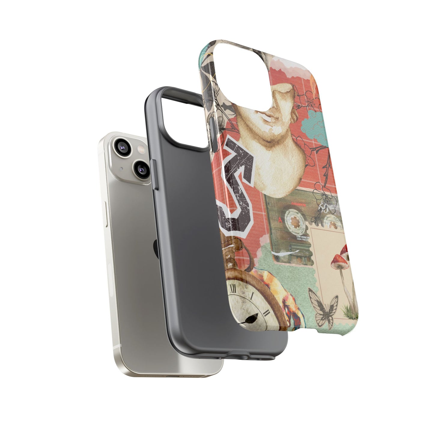 Artistic iPhone Case, Tough Cases with Vintage Design, Unique Phone Cover, Gift for Art Lovers, Protective Case for All Occasions, Vintage Collage Art