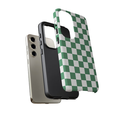 Stylish Phone Case - Green Checker Print, Trendy Phone Cover, Unique Gift, Modern Accessories, Eco-Friendly Case