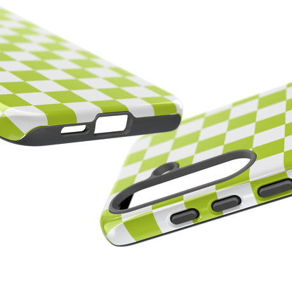 Lively Checker Pattern Phone Case | Tough Cases, Green Checkered Design, Unique Cell Phone Cover, Trendy Accessory, Gift Idea