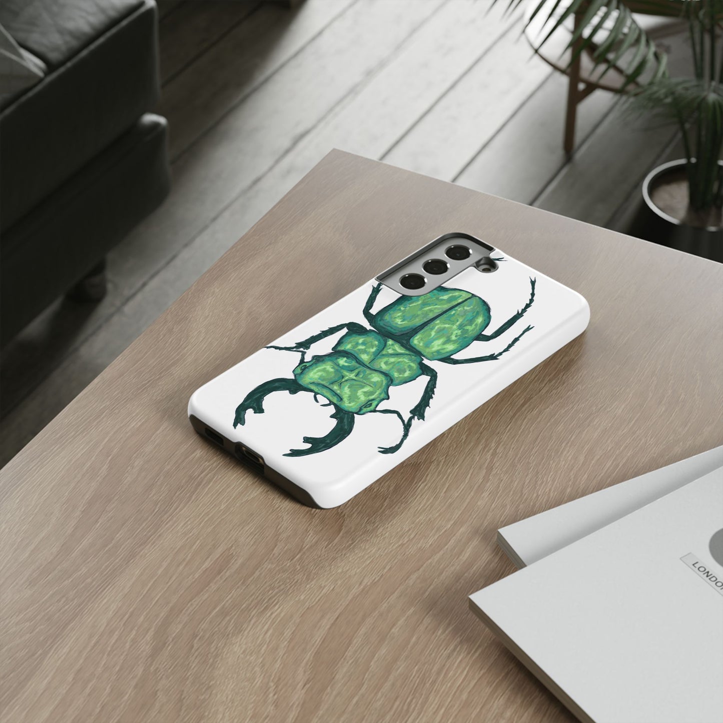 Green Beetle Phone Case - Tough Cases, Insect Lover Gift, Nature Lover Accessory, Unique Phone Cover, Eco-Friendly Design
