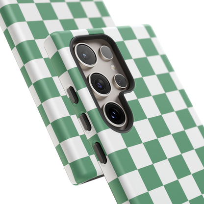 Stylish Phone Case - Green Checker Print, Trendy Phone Cover, Unique Gift, Modern Accessories, Eco-Friendly Case
