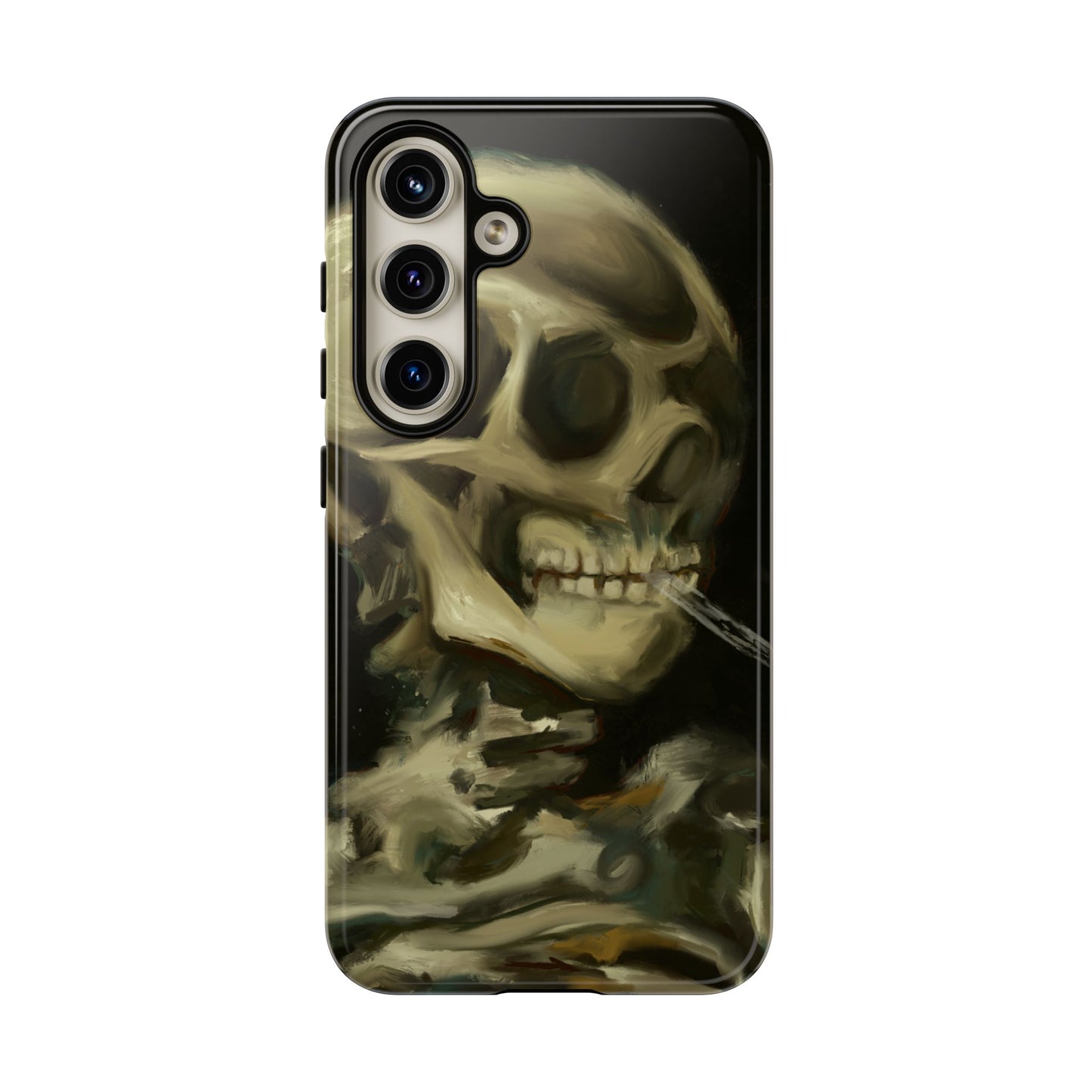 Skull Phone Case - Tough Cases, Macabre Style, Unique Accessories, Perfect for Halloween, Gothic Decor, Edgy Gift Idea | Van Gogh Reimagined, Abstract Twist on  Van Gogh's Skeleton with Burning Cigarette