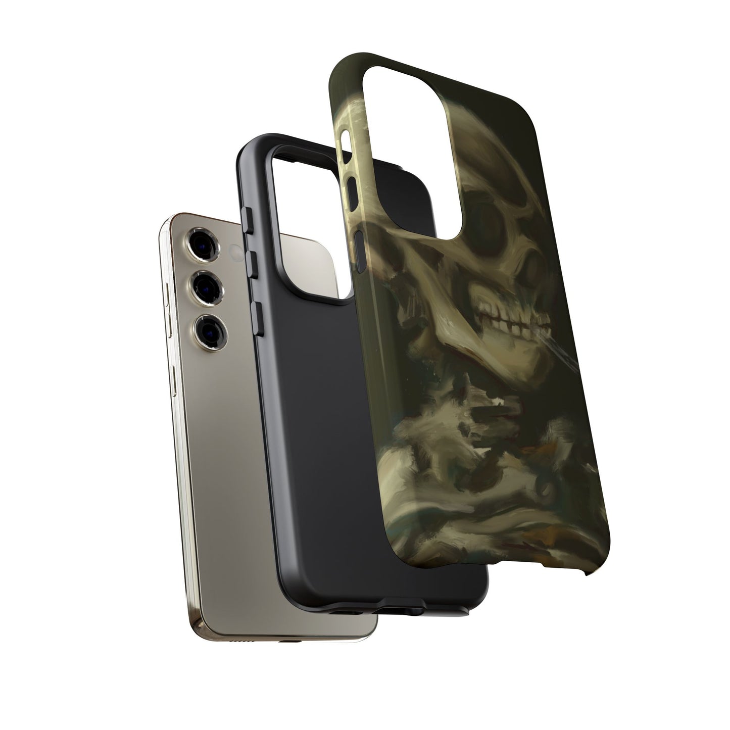 Skull Phone Case - Tough Cases, Macabre Style, Unique Accessories, Perfect for Halloween, Gothic Decor, Edgy Gift Idea | Van Gogh Reimagined, Abstract Twist on  Van Gogh's Skeleton with Burning Cigarette