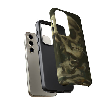 Skull Phone Case - Tough Cases, Macabre Style, Unique Accessories, Perfect for Halloween, Gothic Decor, Edgy Gift Idea | Van Gogh Reimagined, Abstract Twist on  Van Gogh's Skeleton with Burning Cigarette