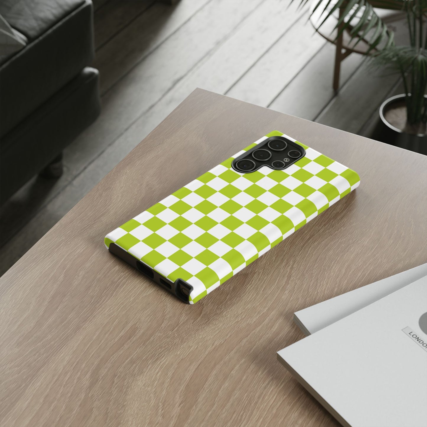 Lively Checker Pattern Phone Case | Tough Cases, Green Checkered Design, Unique Cell Phone Cover, Trendy Accessory, Gift Idea
