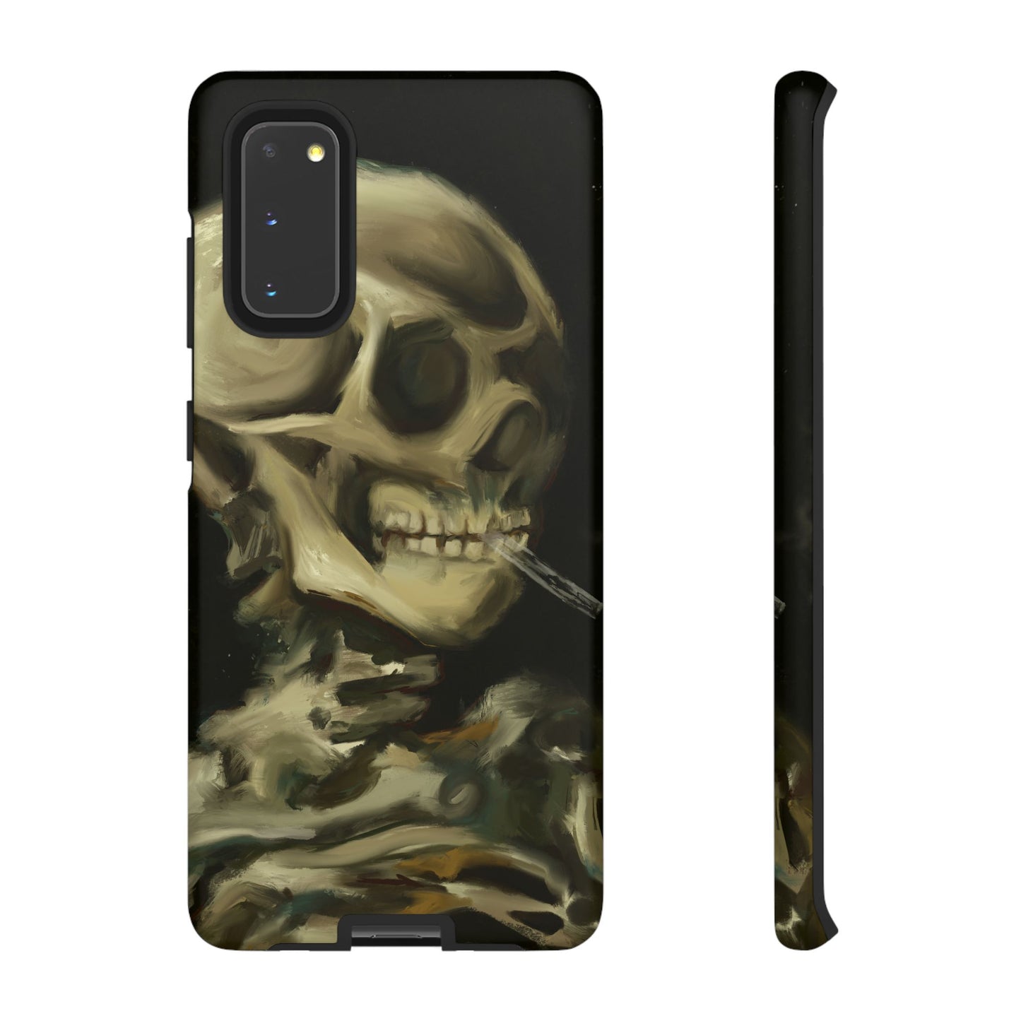Skull Phone Case - Tough Cases, Macabre Style, Unique Accessories, Perfect for Halloween, Gothic Decor, Edgy Gift Idea | Van Gogh Reimagined, Abstract Twist on  Van Gogh's Skeleton with Burning Cigarette