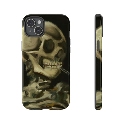 Skull Phone Case - Tough Cases, Macabre Style, Unique Accessories, Perfect for Halloween, Gothic Decor, Edgy Gift Idea | Van Gogh Reimagined, Abstract Twist on  Van Gogh's Skeleton with Burning Cigarette
