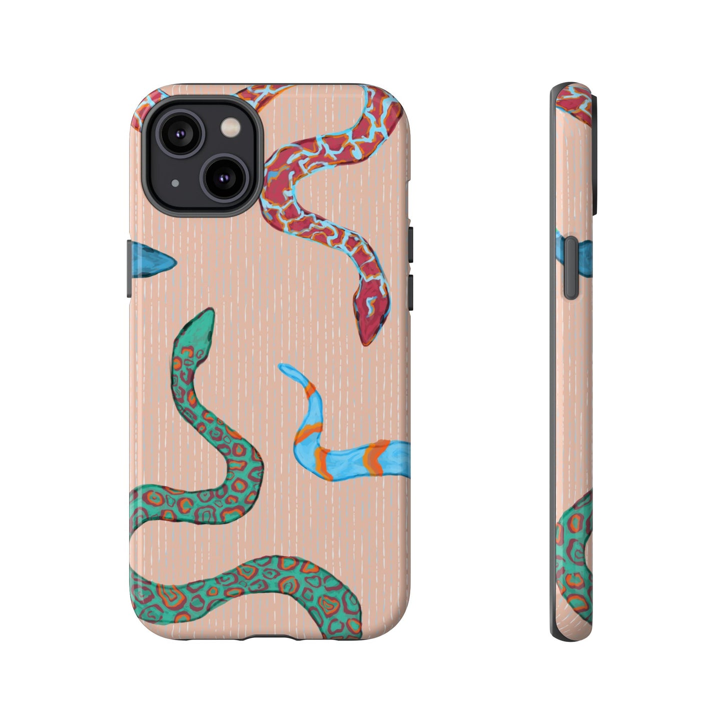 Colorful Snake Phone Case, Tough Phone Case, Unique Phone Cover, Animal Print Case, Gifts for Her, Trendy Accessories