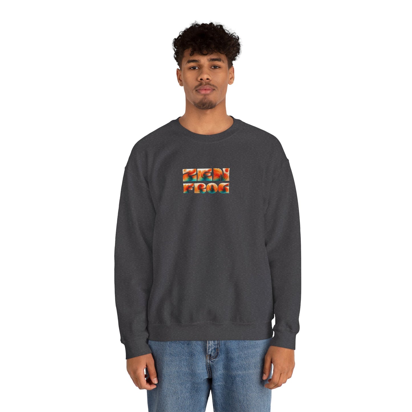 Zen Frog Crewneck Sweatshirt | Cozy Unisex Pullover for Relaxation, Ideal Gift for Nature Lovers, Perfect for Lounging and Casual Outings, Moon, Gift for Him, Gift for Her
