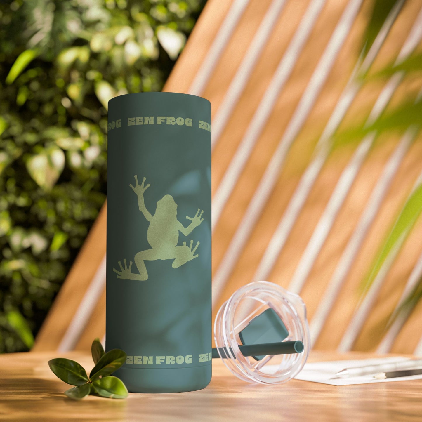 Zen Frog Skinny Tumbler, 20oz - Unique Drinkware for Nature Lovers, Eco-friendly Gift, Travel Cup, Summer Hydration, Stylish Reusable Cup