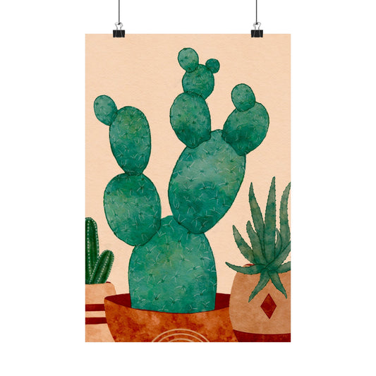 Cactus Art Print, Matte Vertical Posters, Botanical Decor, Green Home Art, Nature Wall Art, Gifts for Plant Lovers