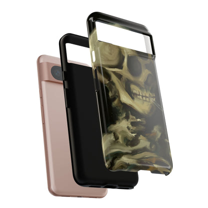 Skull Phone Case - Tough Cases, Macabre Style, Unique Accessories, Perfect for Halloween, Gothic Decor, Edgy Gift Idea | Van Gogh Reimagined, Abstract Twist on  Van Gogh's Skeleton with Burning Cigarette