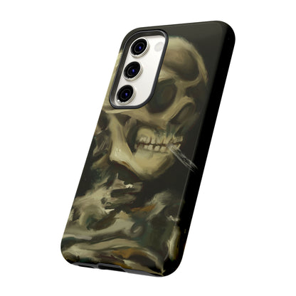 Skull Phone Case - Tough Cases, Macabre Style, Unique Accessories, Perfect for Halloween, Gothic Decor, Edgy Gift Idea | Van Gogh Reimagined, Abstract Twist on  Van Gogh's Skeleton with Burning Cigarette