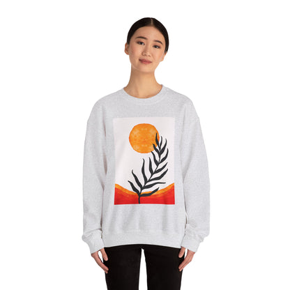 Bohemian Sun & Leaf Crewneck Sweatshirt, Cozy Unisex Sweatshirt, Nature-Inspired Apparel, Fall Fashion, Gift for Nature Lovers