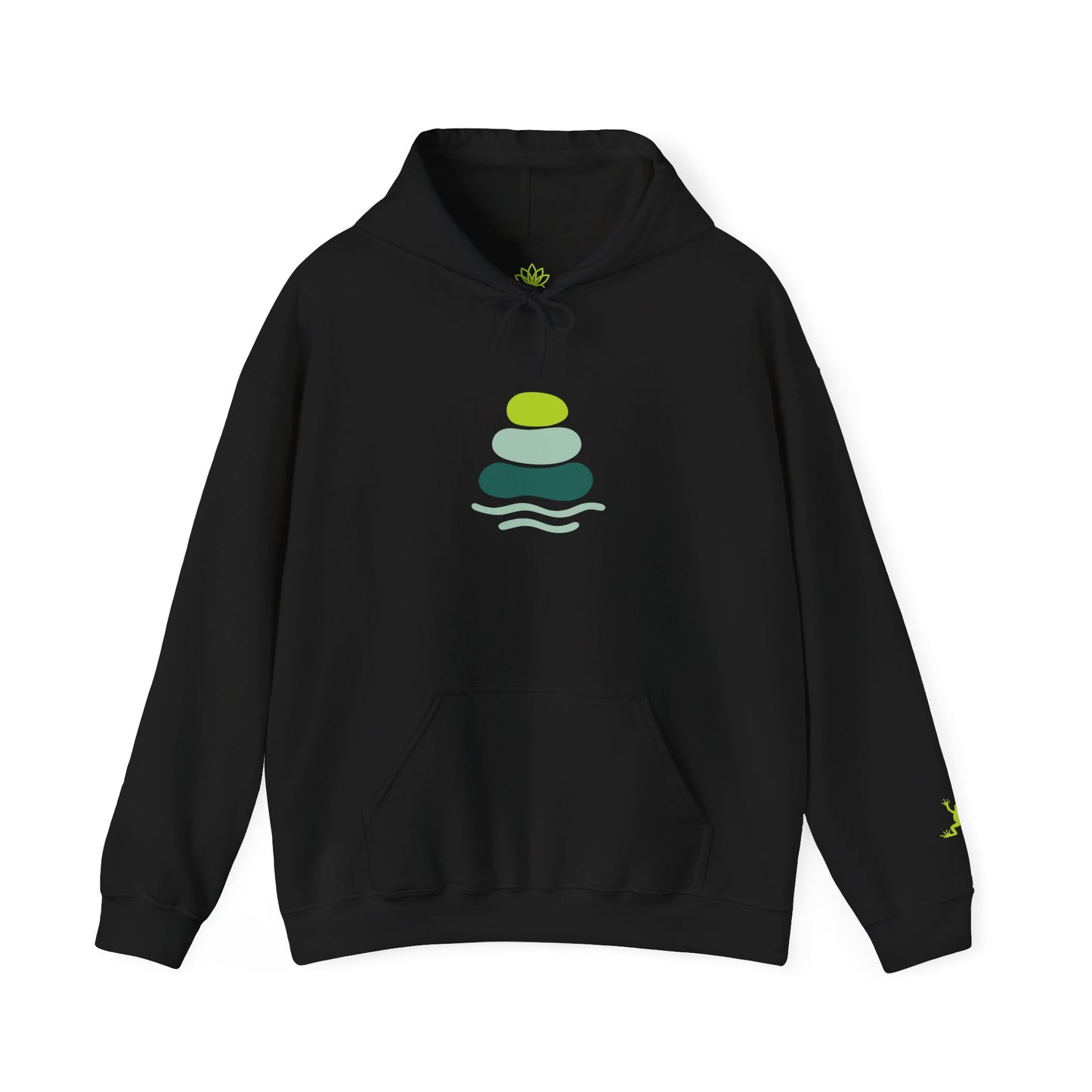 Serene Stacked Stones Hoodie, Unisex Sweatshirt for Mindfulness, Cozy Layer for Relaxation, Gift for Yoga Lovers, Perfect for Meditation