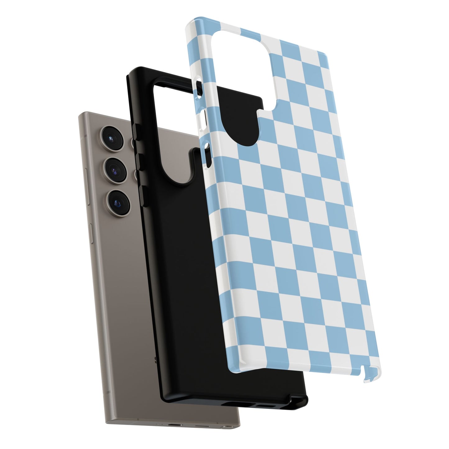 Blue Checkered Phone Case, Tough Phone Cover, Stylish Mobile Protector, Unique Gift for Him/Her, Trendy Accessories for Holidays