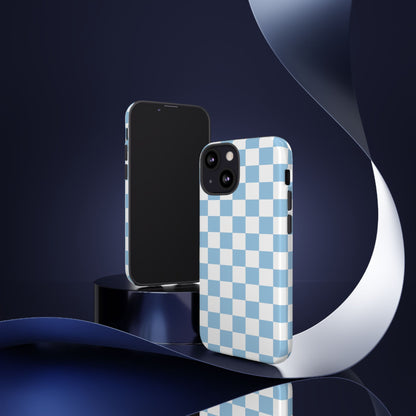 Blue Checkered Phone Case, Tough Phone Cover, Stylish Mobile Protector, Unique Gift for Him/Her, Trendy Accessories for Holidays