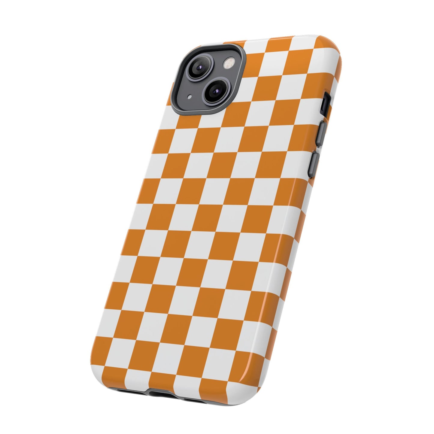 Orange Checkerboard Phone Case, Stylish Tough Cases for Protection, Gift for Friends, Trendy Cell Phone Accessories, Statement Tech Gear