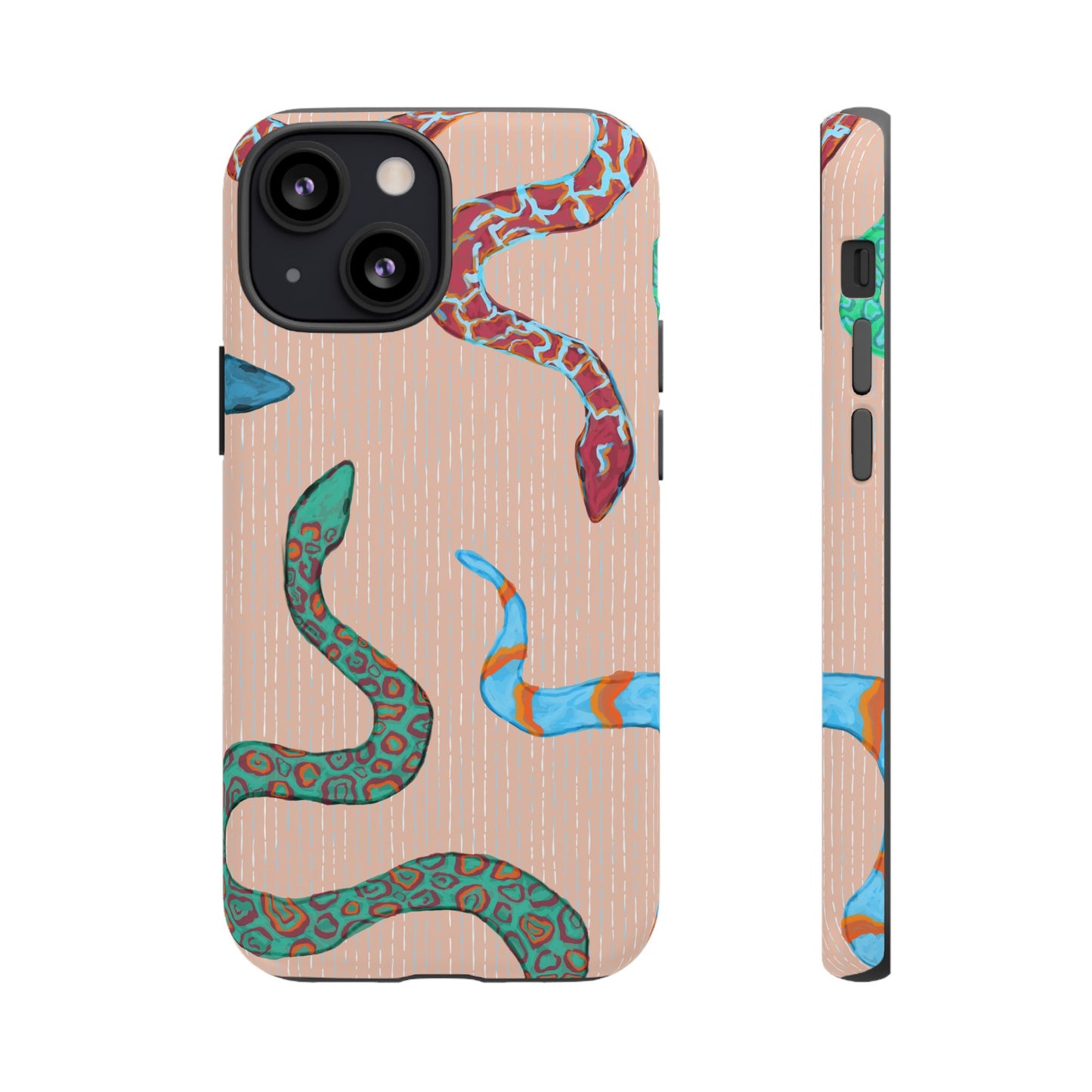 Colorful Snake Phone Case, Tough Phone Case, Unique Phone Cover, Animal Print Case, Gifts for Her, Trendy Accessories