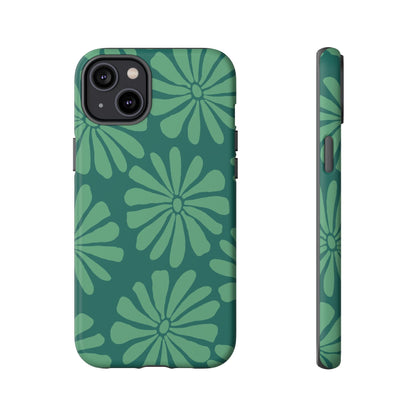 Stylish iPhone Case, Floral Phone Cover, Tough Phone Cases, Green Daisy Design, Unique Gift for Her, Spring Accessories