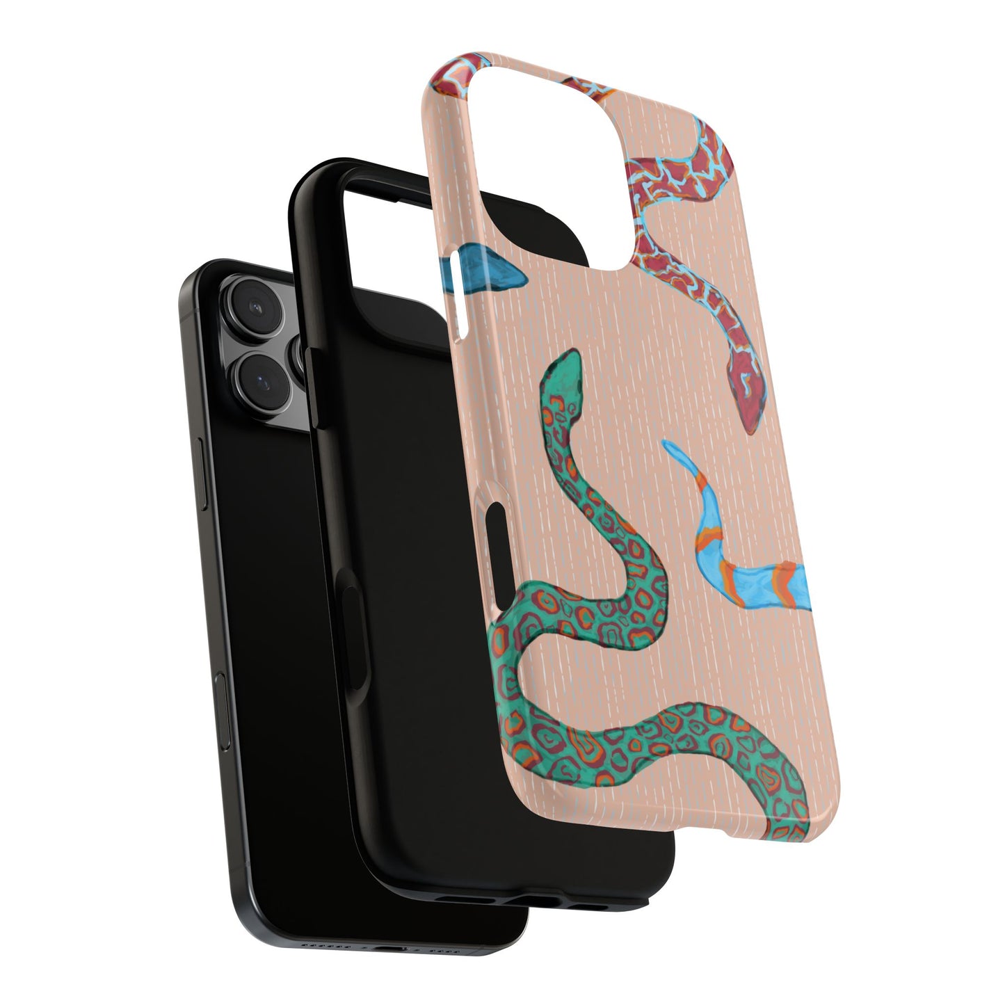 Colorful Snake Phone Case, Tough Phone Case, Unique Phone Cover, Animal Print Case, Gifts for Her, Trendy Accessories