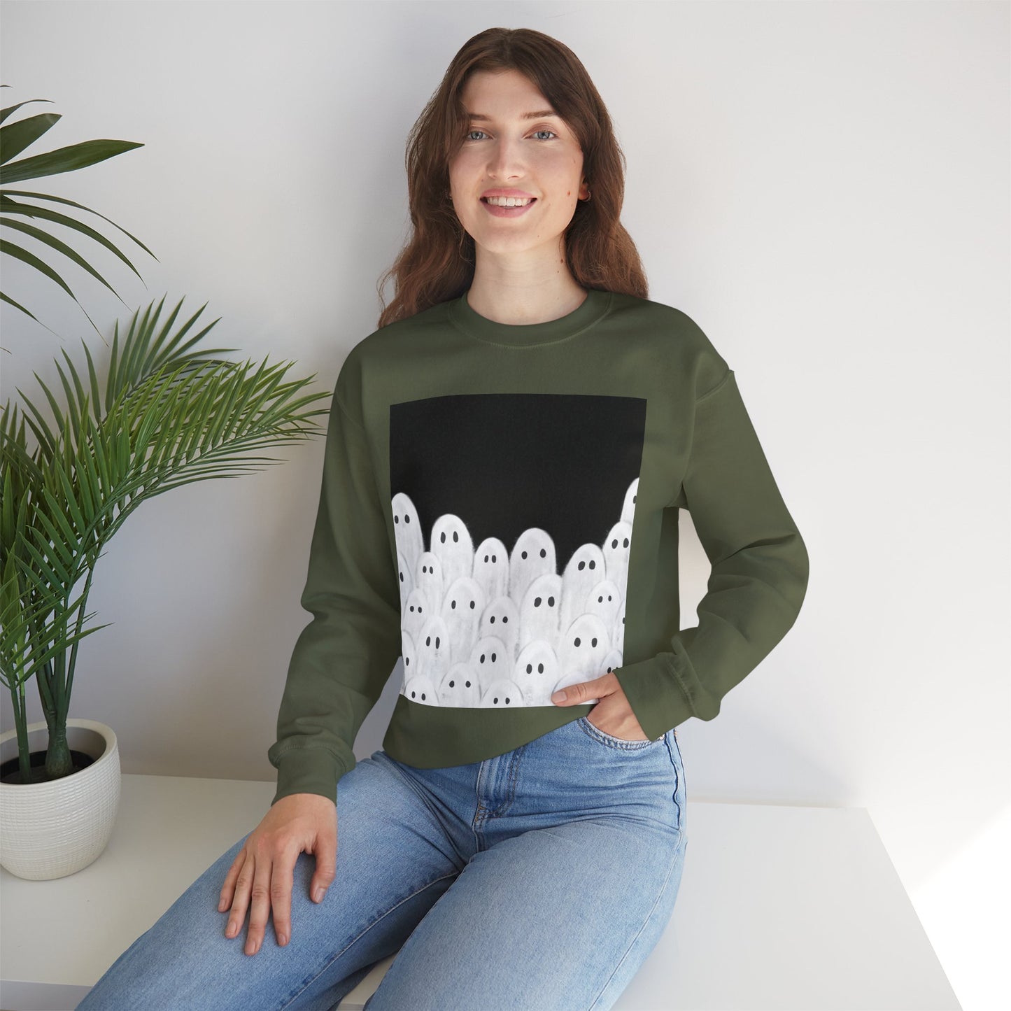 Painted Ghosts Crewneck | Cozy Sweatshirt, Perfect for Halloween, Fall, and Spooky Season