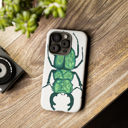 Green Beetle Phone Case - Tough Cases, Insect Lover Gift, Nature Lover Accessory, Unique Phone Cover, Eco-Friendly Design