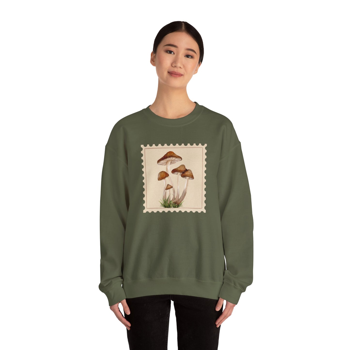 Mushroom Vibes Unisex Crewneck Sweatshirt - Cozy Fashion, Nature Lover Gift, Fall Outfit, Eco-Friendly Style, Perfect for Autumn, Artsy Sweatshirts, Premium, Nature-inspired Crewnecks