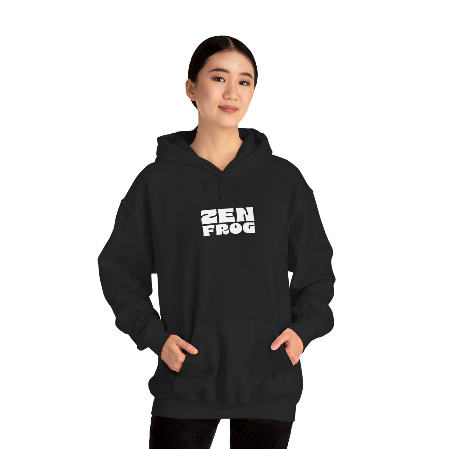 Zen Frog Octopus Unisex Heavy Blend Hooded Sweatshirt, Cozy Graphic Hoodie, Gift for Ocean Lovers, Unique Casual Wear, Relaxed Style