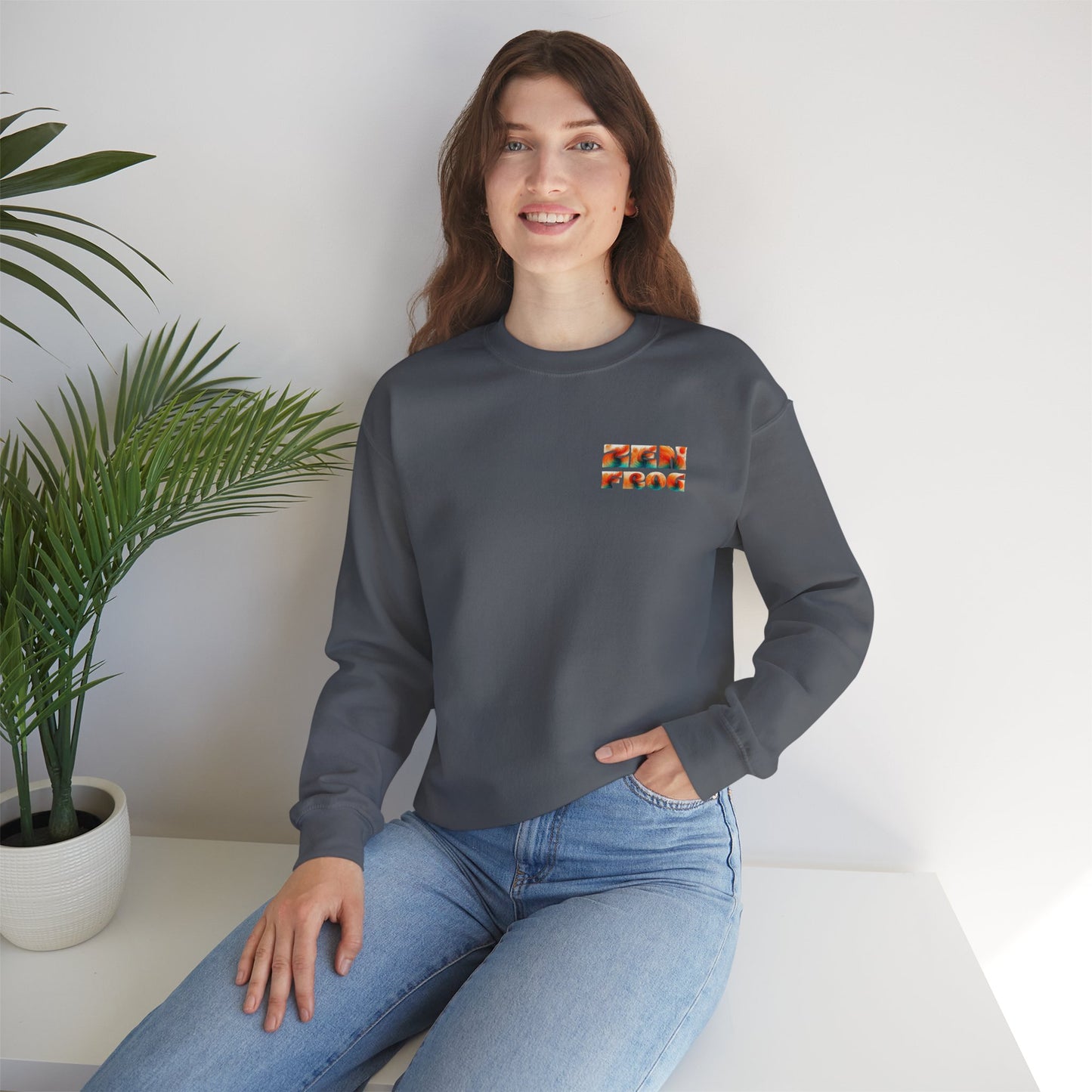 Funky Fish Crewneck Sweatshirt - Zen Frog Cozy & Calm Vibes for All, Perfect Gift for Nature Lovers, Relaxation, and Casual Wear