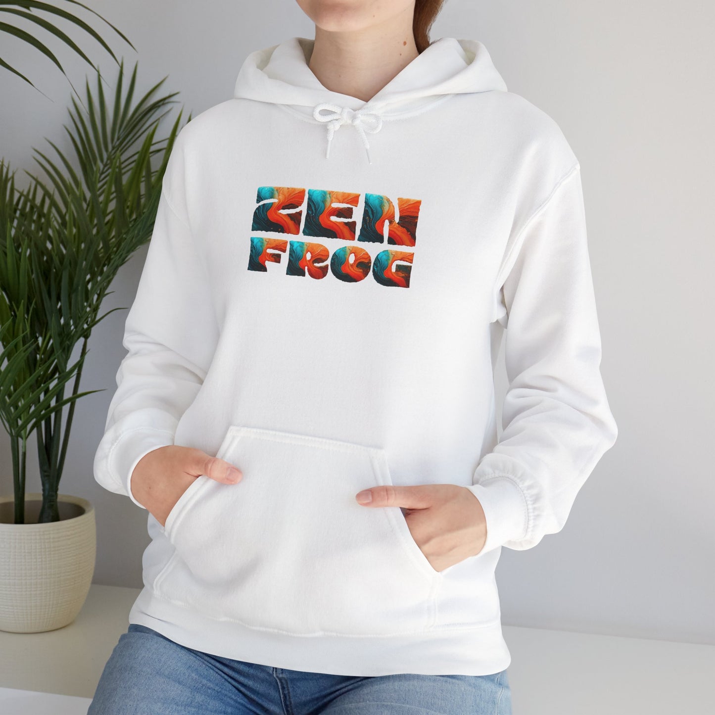 Zen Frog & Moon Unisex Hoodie, Cozy Sweatshirt for Relaxation, Gifts for Nature Lovers, Festival Wear, Everyday Comfort