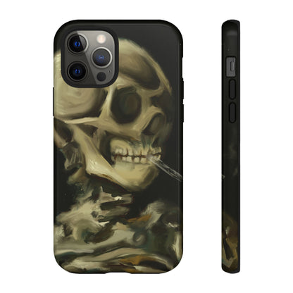 Skull Phone Case - Tough Cases, Macabre Style, Unique Accessories, Perfect for Halloween, Gothic Decor, Edgy Gift Idea | Van Gogh Reimagined, Abstract Twist on  Van Gogh's Skeleton with Burning Cigarette