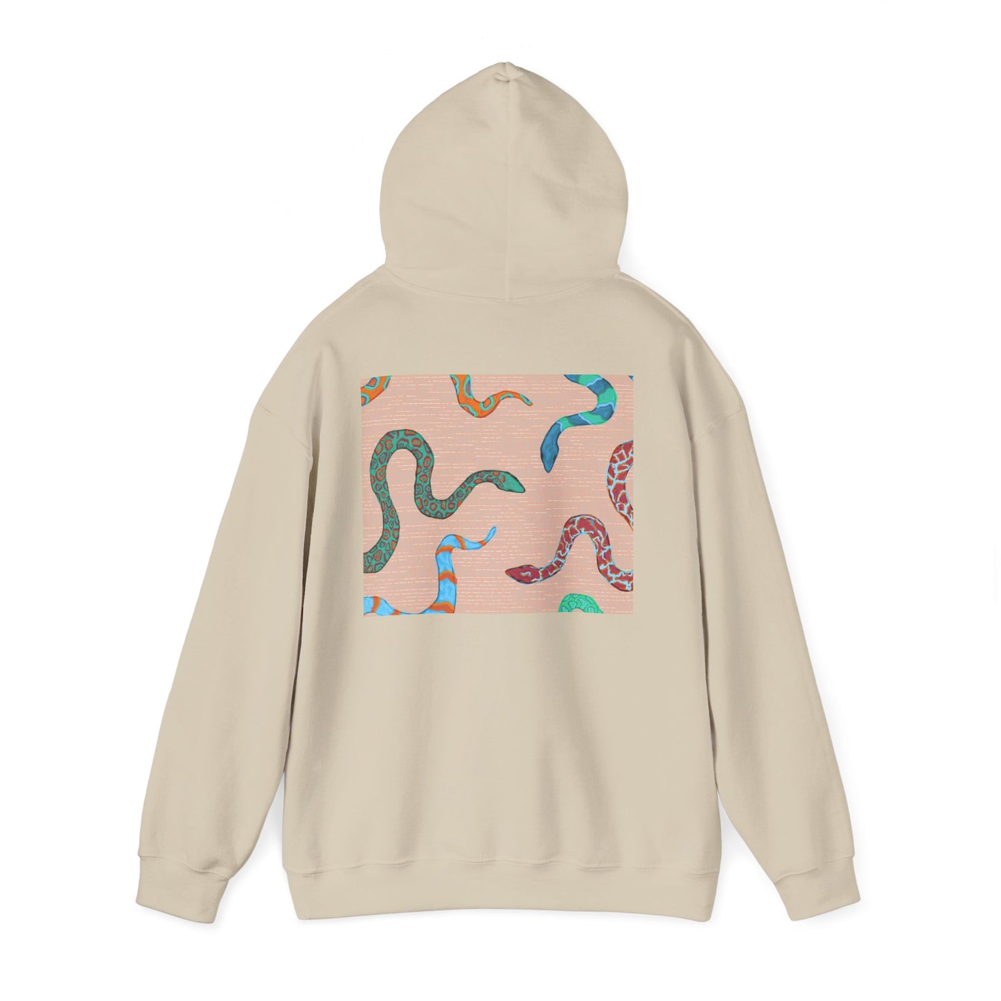 Vibrant Unisex Hoodie with Zen Frog and Snake Design, Cool Gift for Nature Lovers, Casual Wear for All Occasions, Gift for Her, Cool Hoodies