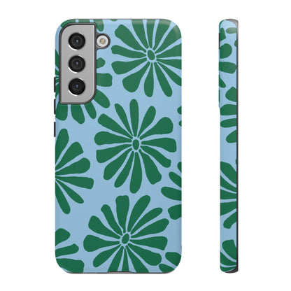 Stylish iPhone Case, Floral Phone Cover, Tough Phone Cases, Green Daisy Design, Unique Gift for Her, Spring Accessories