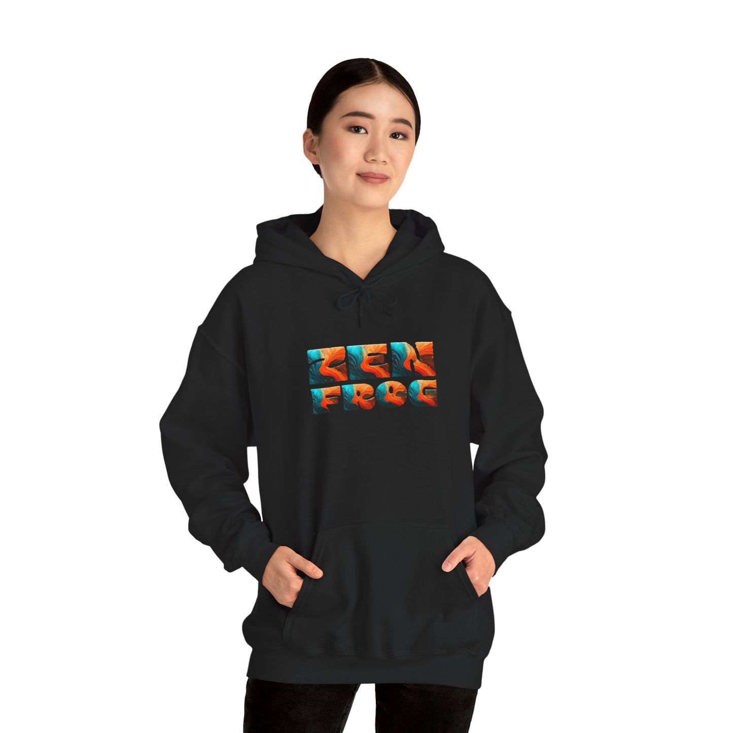 Zen Frog & Moon Unisex Hoodie, Cozy Sweatshirt for Relaxation, Gifts for Nature Lovers, Festival Wear, Everyday Comfort