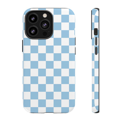Blue Checkered Phone Case, Tough Phone Cover, Stylish Mobile Protector, Unique Gift for Him/Her, Trendy Accessories for Holidays