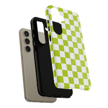 Lively Checker Pattern Phone Case | Tough Cases, Green Checkered Design, Unique Cell Phone Cover, Trendy Accessory, Gift Idea