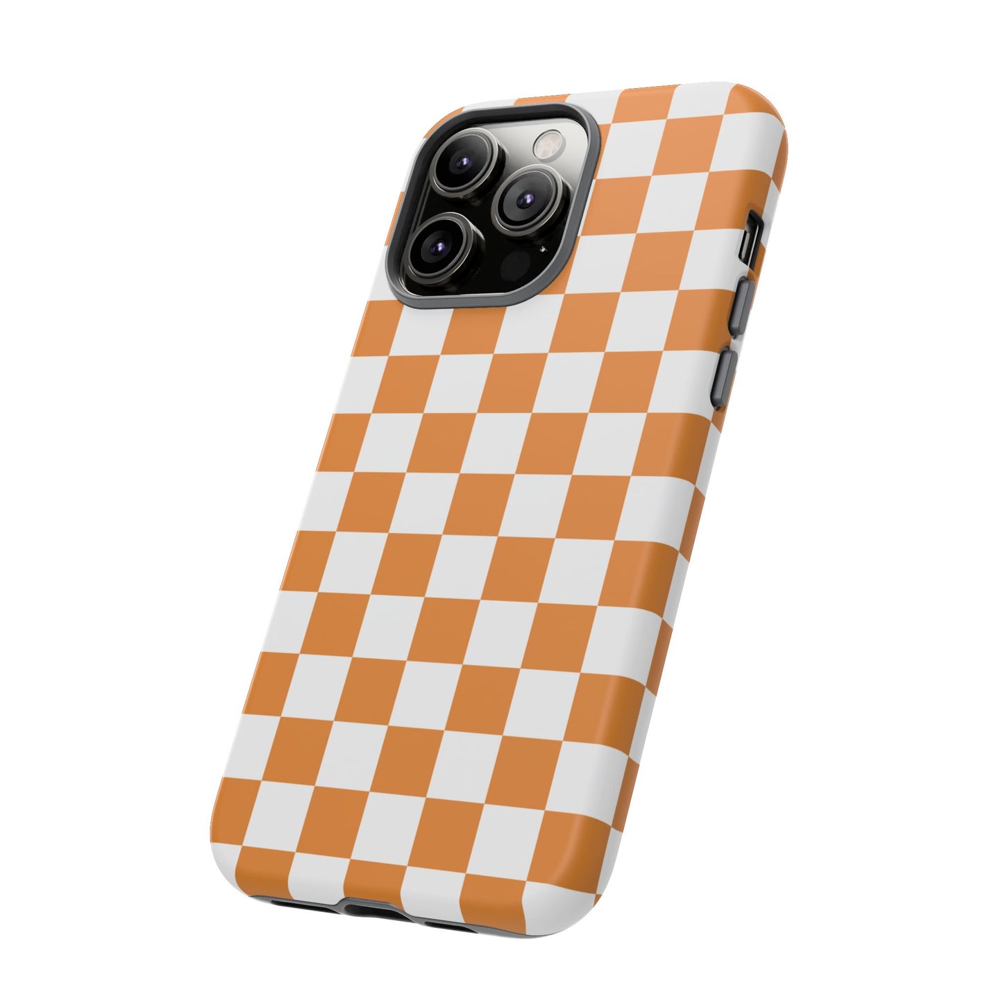 Orange Checkerboard Phone Case, Stylish Tough Cases for Protection, Gift for Friends, Trendy Cell Phone Accessories, Statement Tech Gear