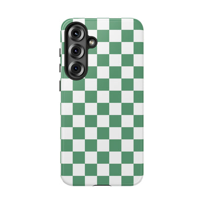 Stylish Phone Case - Green Checker Print, Trendy Phone Cover, Unique Gift, Modern Accessories, Eco-Friendly Case