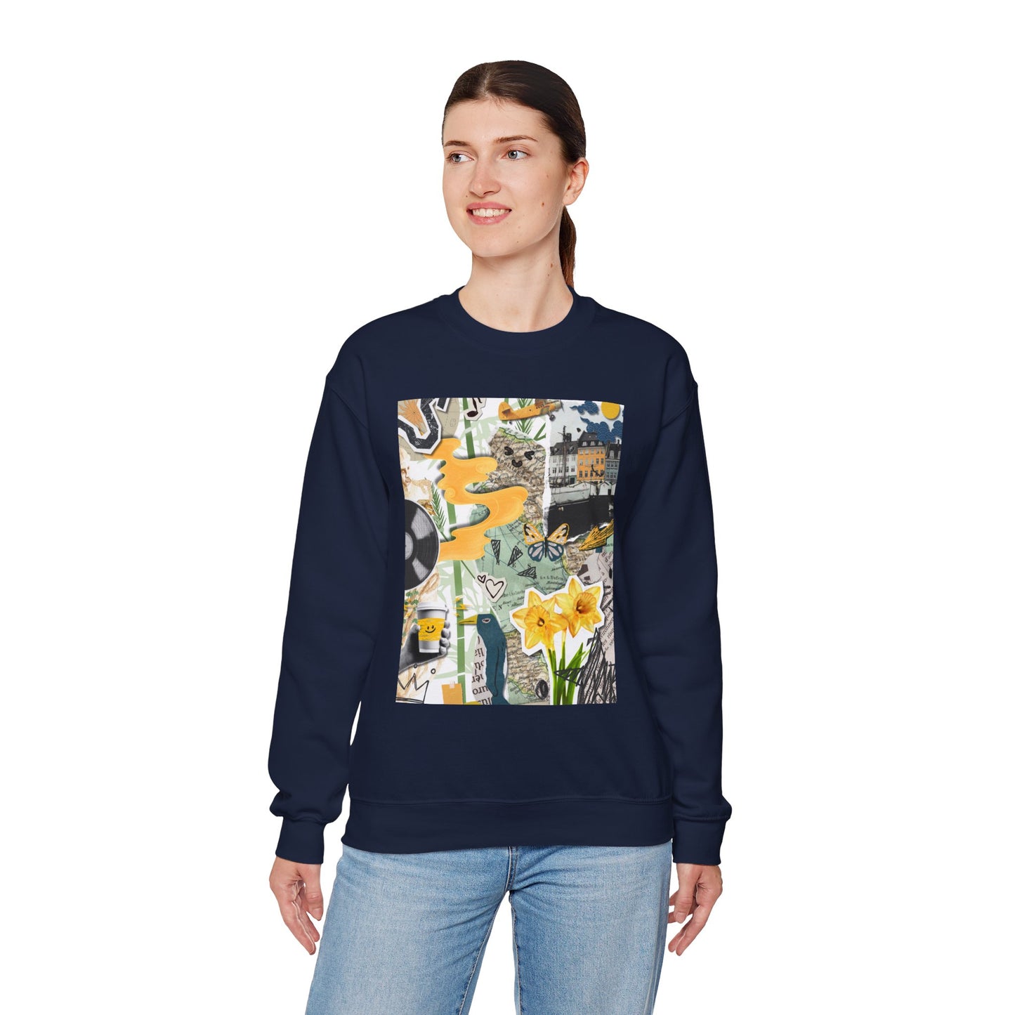 Vibrant Art Sweatshirt for Creatives, Cozy Fall Layering, Gift for Artists, Unique Graphic Pullovers, Casual Everyday Wear, Abstract, Vintage, Collage, Crewneck, Cool Hoodies