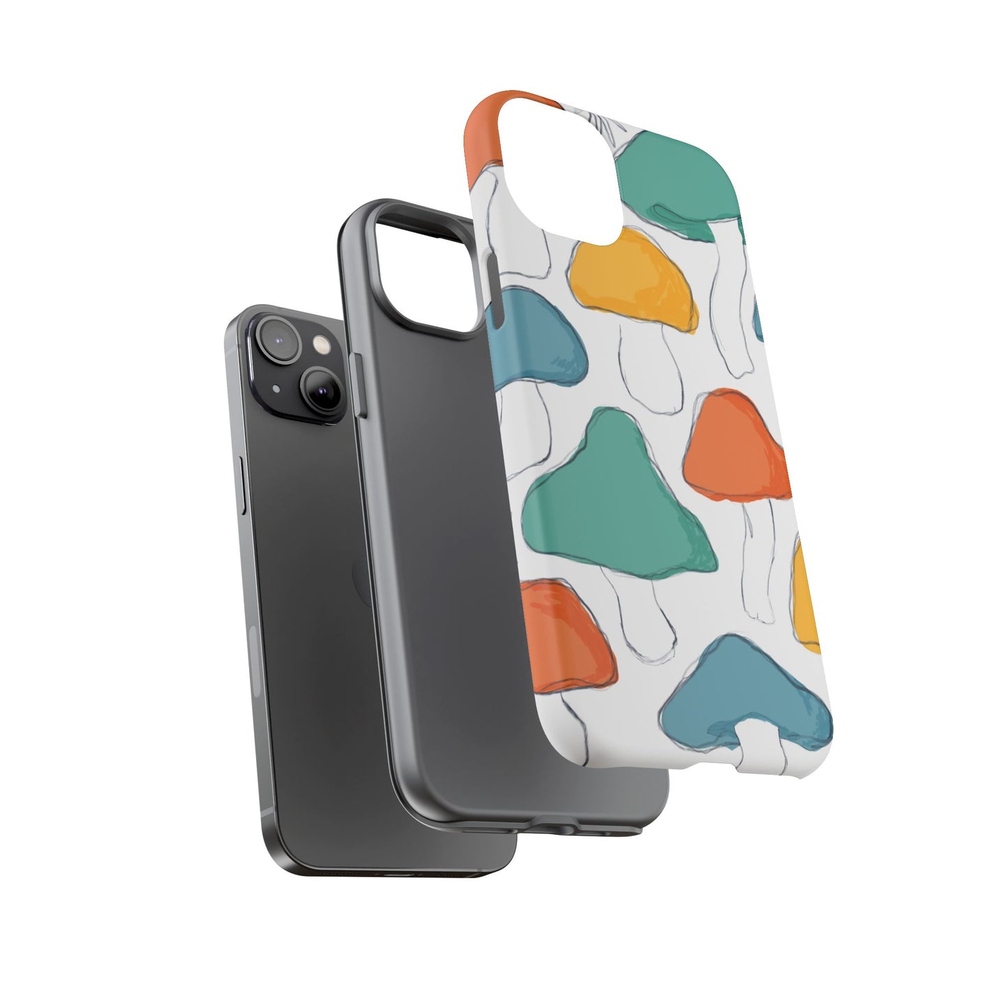 Mushroom Phone Case with Colorful Design, Tough Cases, Floral Tech Accessories, Gift for Nature Lovers, Trending Phone Cover